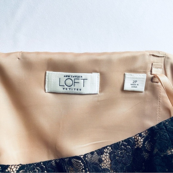 LOFT Elegant Black Lace Overlay Strapless Fit and Flare Cocktail Dress - Size 2P - Picture 13 of 14